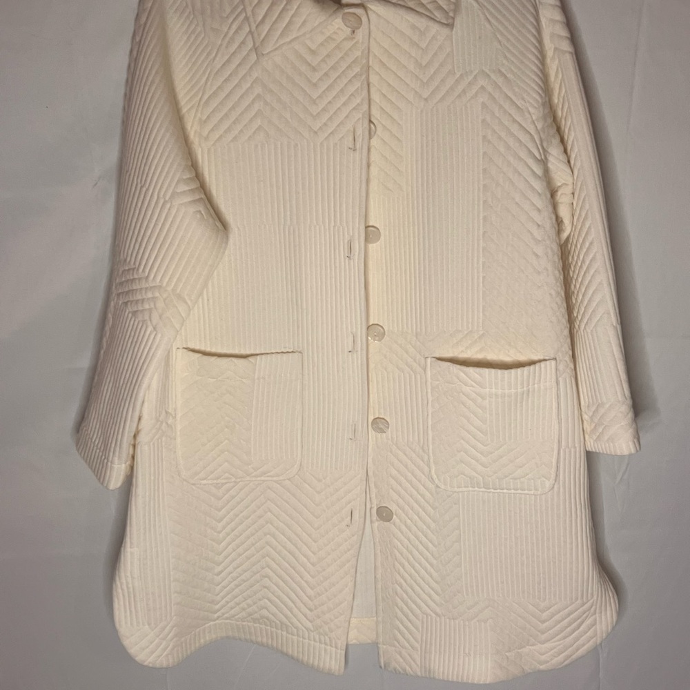 Anthropologie Cream Teddy Jacket with Textured Knit